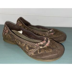 Gitano Clumsy Shoes Womens Size‎ 6 Brown Floral Lace Comfort Round Toe Slip On